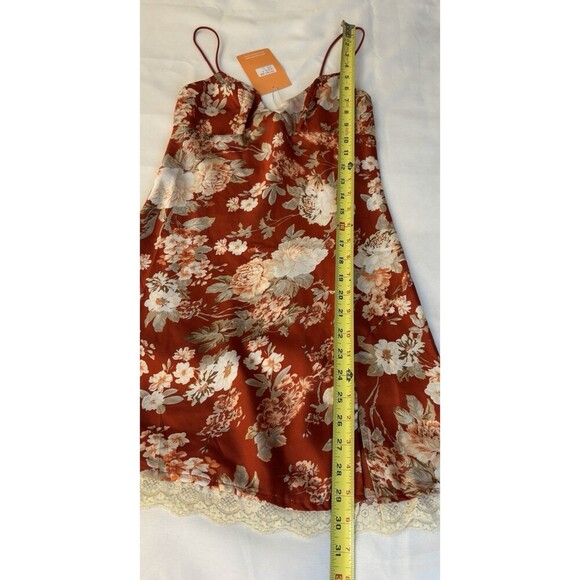THAT'S SO FETCH Rhea Slip Dress Women 2 Orange Floral Bodycon Spaghetti Straps - Picture 11 of 13